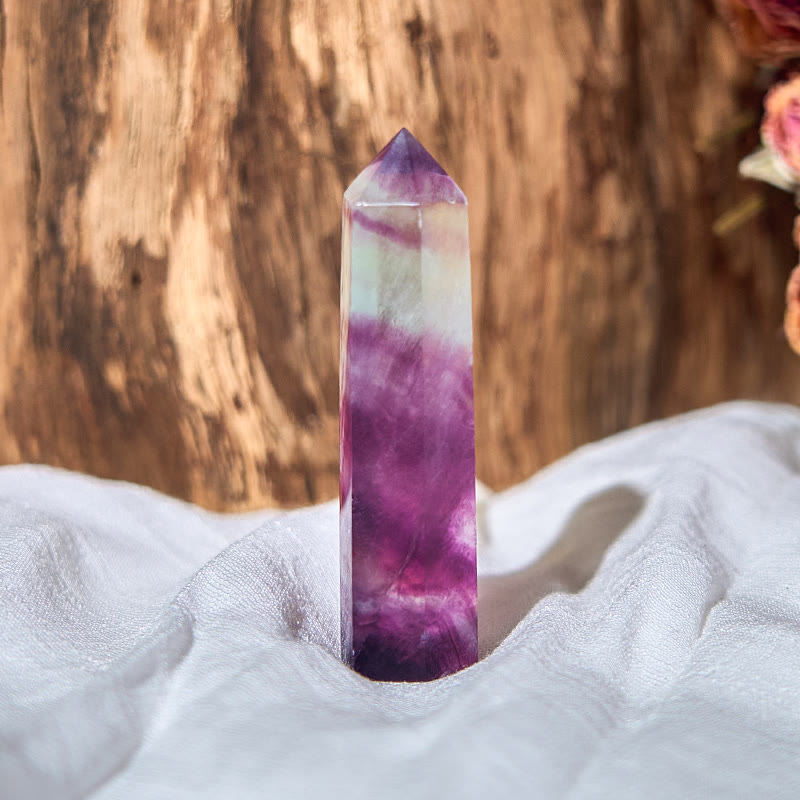 Tour de baguettes de cristal de guérison prismatiques en fluorite violette naturelle Olivenorma