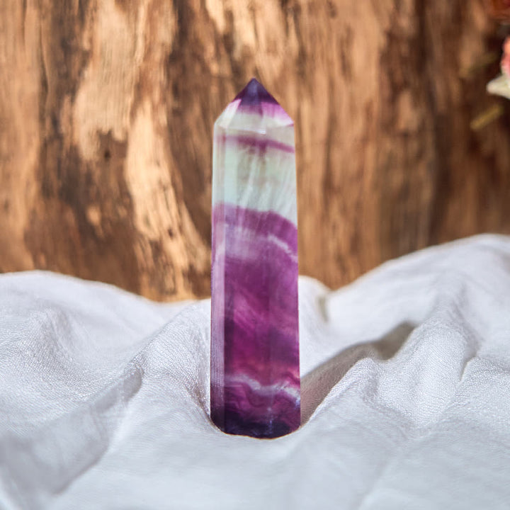 Tour de baguettes de cristal de guérison prismatiques en fluorite violette naturelle Olivenorma