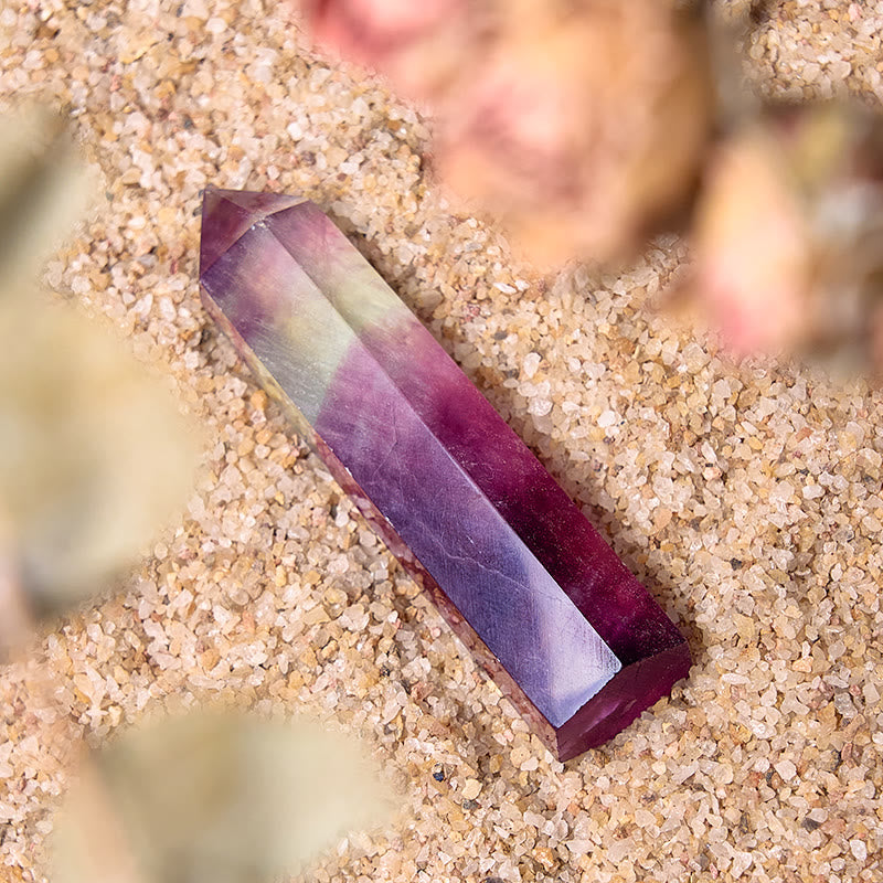 Tour de baguettes de cristal de guérison prismatiques en fluorite violette naturelle Olivenorma