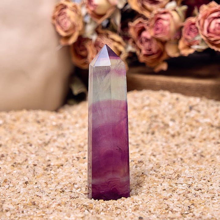 Tour de baguettes de cristal de guérison prismatiques en fluorite violette naturelle Olivenorma