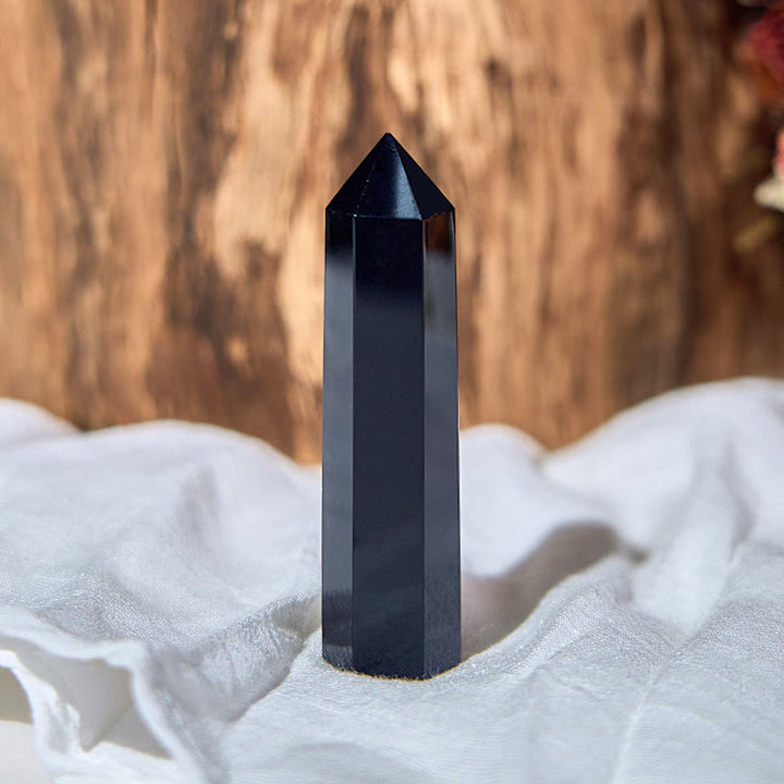 Baguettes de cristal de tour d'obélisque de guérison en obsidienne noire authentique Olivenorma