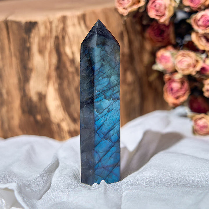 Baguettes en cristal poli naturel à facettes en labradorite Olivenorma
