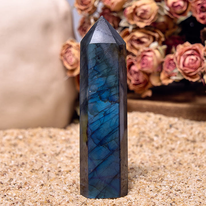 Baguettes en cristal poli naturel à facettes en labradorite Olivenorma
