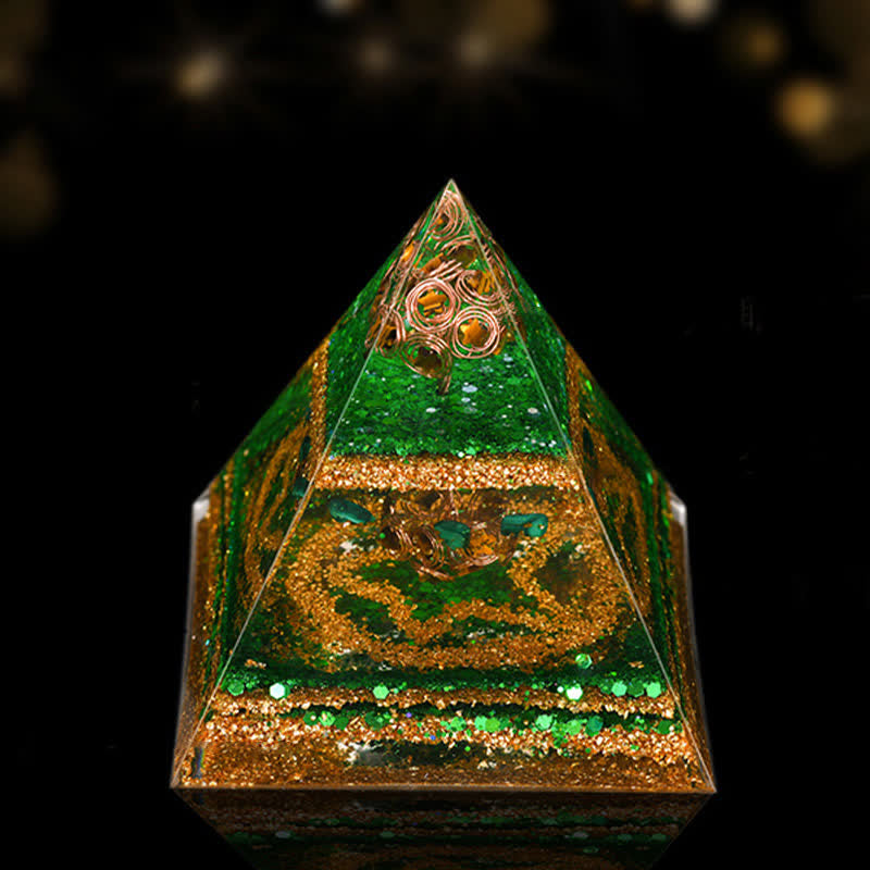 Pyramide orgonite de guérison énergétique en pierre naturelle Olivenorma de 12 cm