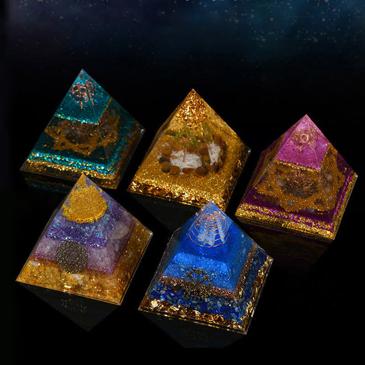 Pyramide orgonite de guérison énergétique en pierre naturelle Olivenorma de 12 cm