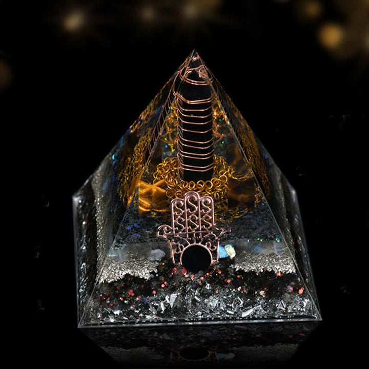 Pyramide orgonite de guérison énergétique en pierre naturelle Olivenorma de 12 cm