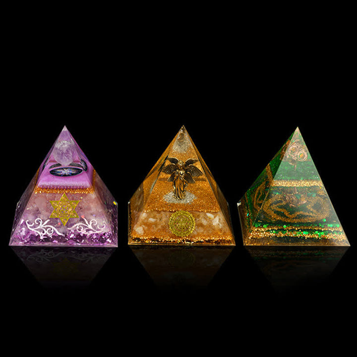 Pyramide orgonite de guérison énergétique en pierre naturelle Olivenorma de 12 cm