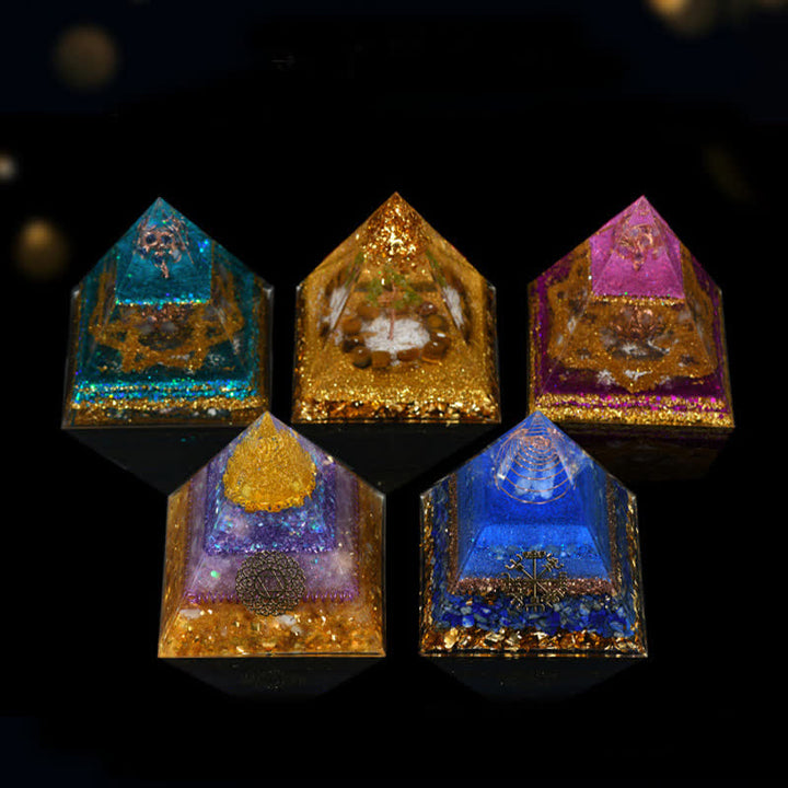 Pyramide orgonite de guérison énergétique en pierre naturelle Olivenorma de 12 cm
