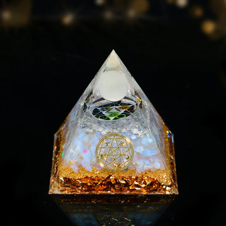 Pyramide orgone des cinq éléments en pierre naturelle Olivenorma