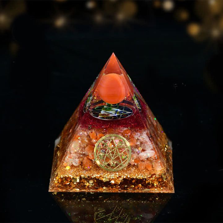 Pyramide orgone des cinq éléments en pierre naturelle Olivenorma