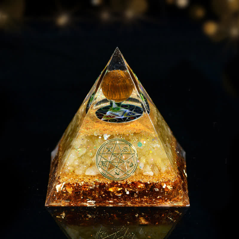 Pyramide orgone des cinq éléments en pierre naturelle Olivenorma