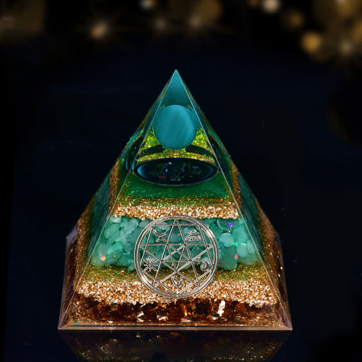 Pyramide orgone des cinq éléments en pierre naturelle Olivenorma
