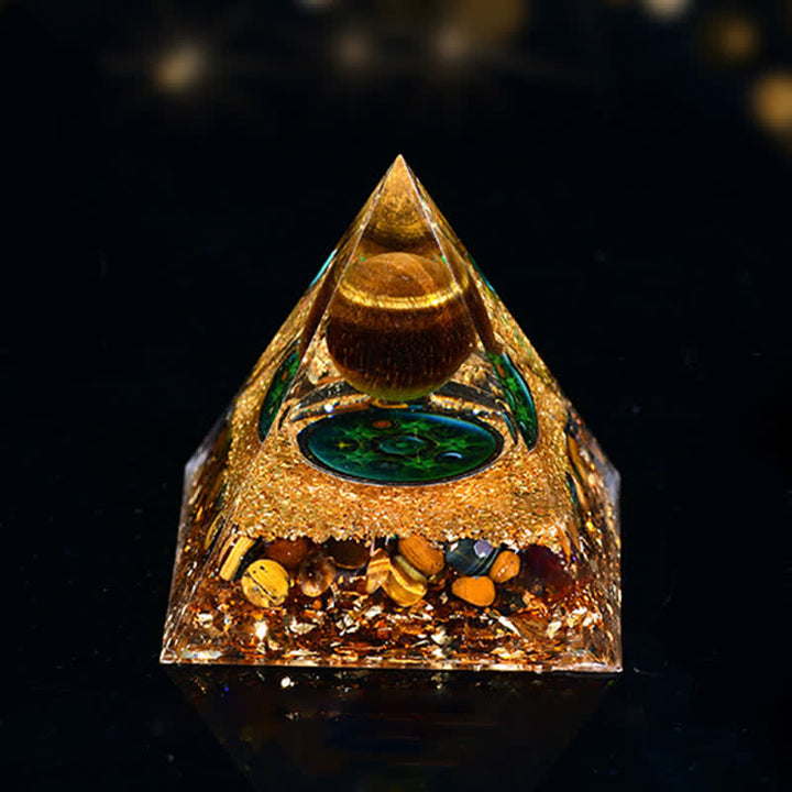 Pyramide orgone des cinq éléments en pierre naturelle Olivenorma