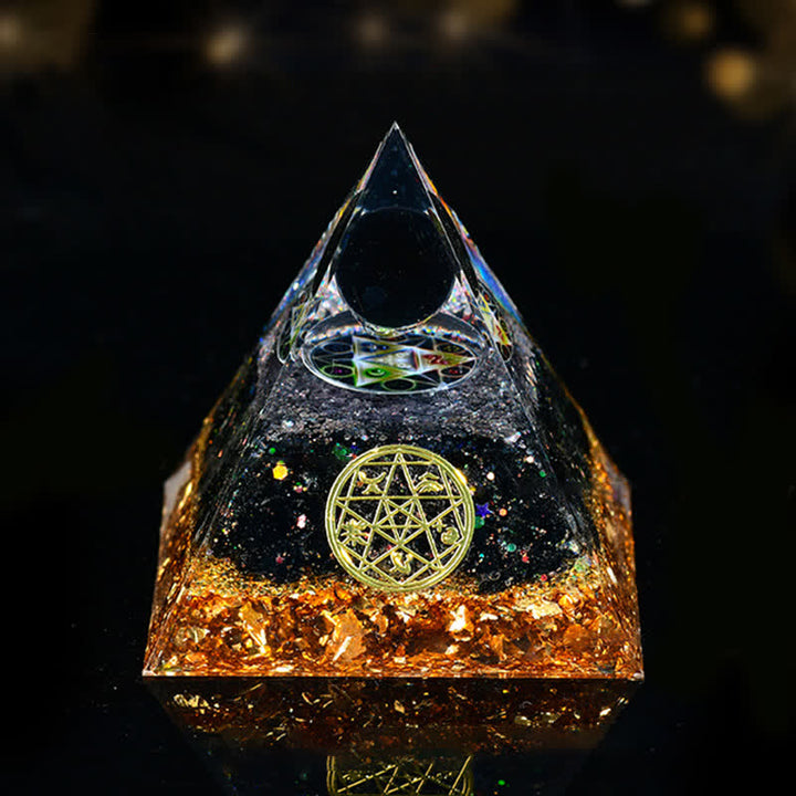 Pyramide orgone des cinq éléments en pierre naturelle Olivenorma
