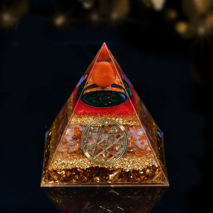 Pyramide orgone des cinq éléments en pierre naturelle Olivenorma