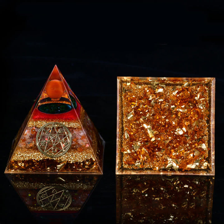 Pyramide orgone des cinq éléments en pierre naturelle Olivenorma