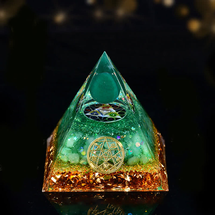 Pyramide orgone des cinq éléments en pierre naturelle Olivenorma