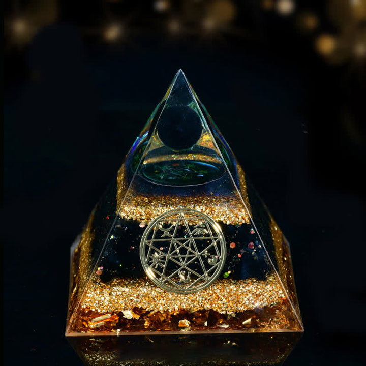 Pyramide orgone des cinq éléments en pierre naturelle Olivenorma