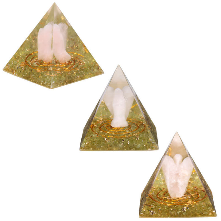 Pyramide orgonite sculptée en cristal naturel Olivenorma de 5 cm