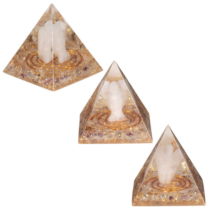 Pyramide orgonite sculptée en cristal naturel Olivenorma de 5 cm