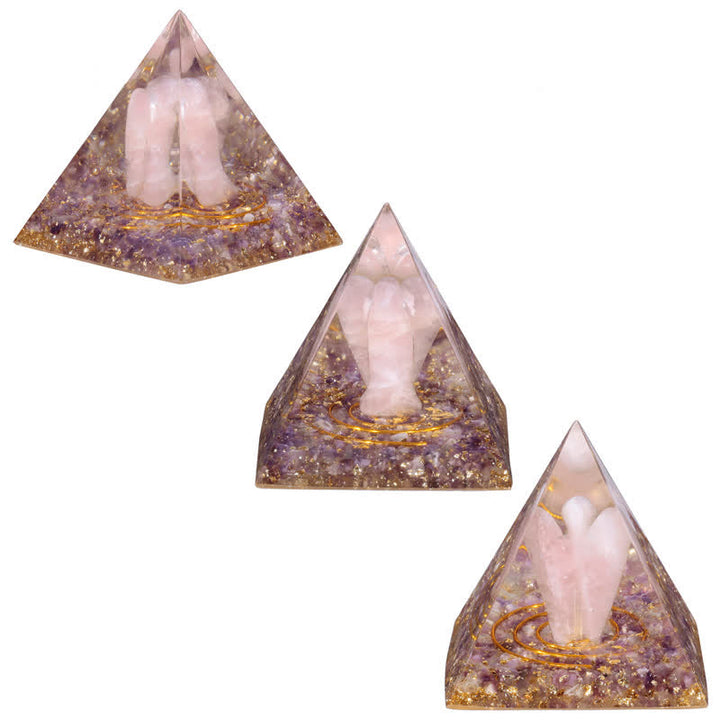 Pyramide orgonite sculptée en cristal naturel Olivenorma de 5 cm