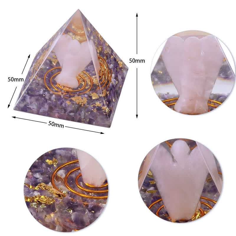 Pyramide orgonite sculptée en cristal naturel Olivenorma de 5 cm