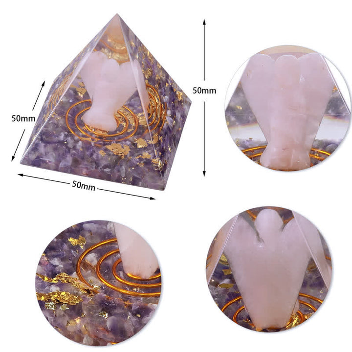 Pyramide orgonite sculptée en cristal naturel Olivenorma de 5 cm