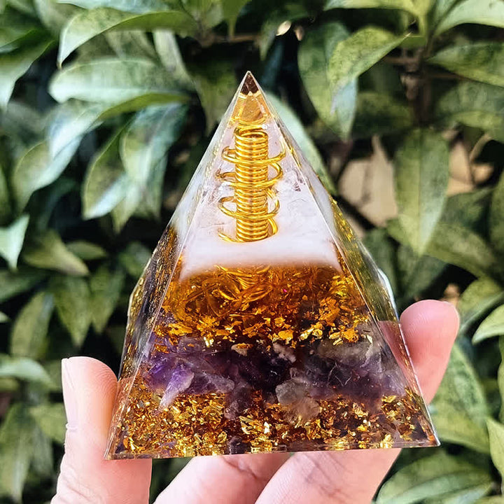 Autocollant de dragon en quartz rose et améthyste Olivenorma Orgone Pyramid