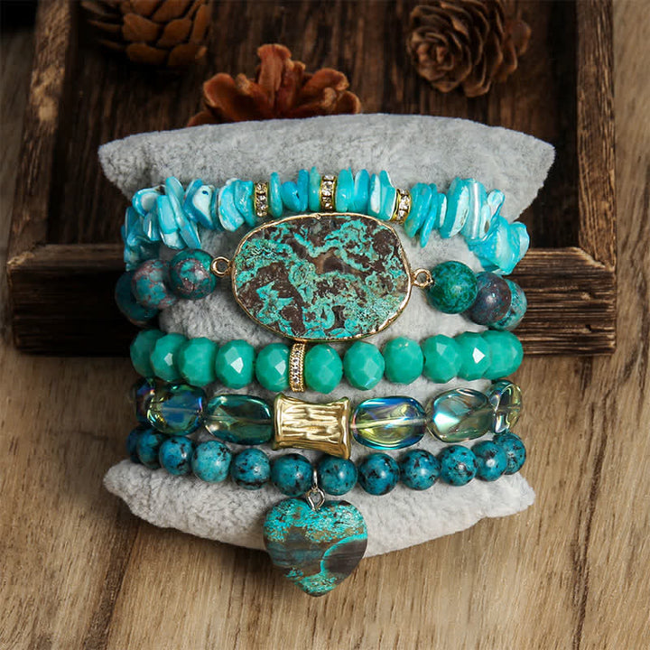 Ensemble de bracelets à 5 couches de perles en cristal naturel Olivenorma