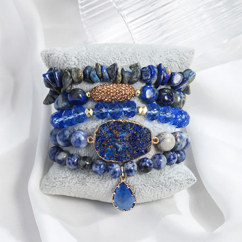 Ensemble de bracelets à 5 couches de perles en cristal naturel Olivenorma