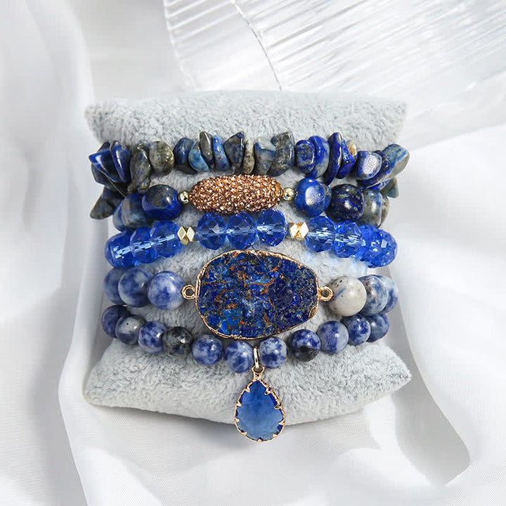 Ensemble de bracelets à 5 couches de perles en cristal naturel Olivenorma