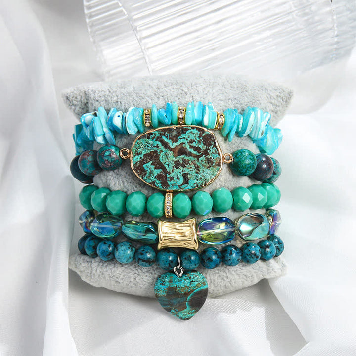 Ensemble de bracelets à 5 couches de perles en cristal naturel Olivenorma