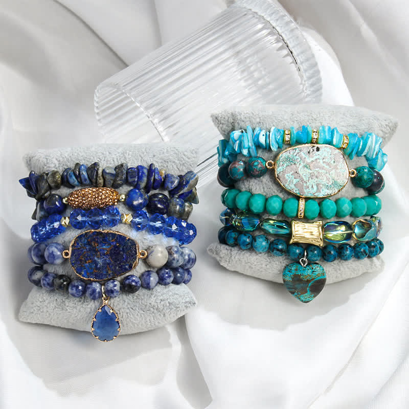 Ensemble de bracelets à 5 couches de perles en cristal naturel Olivenorma