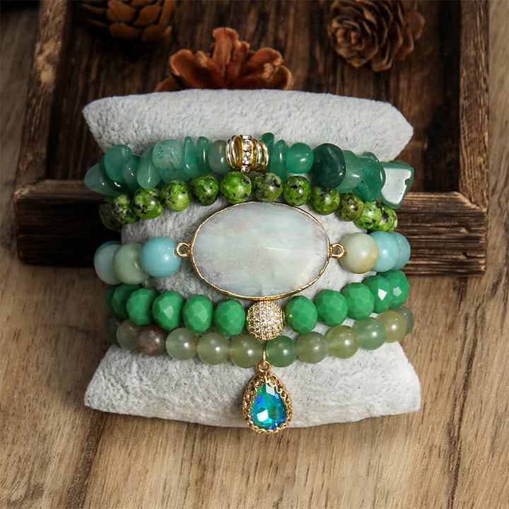 Ensemble de bracelets à 5 couches de perles en cristal naturel Olivenorma
