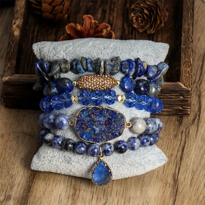 Ensemble de bracelets à 5 couches de perles en cristal naturel Olivenorma