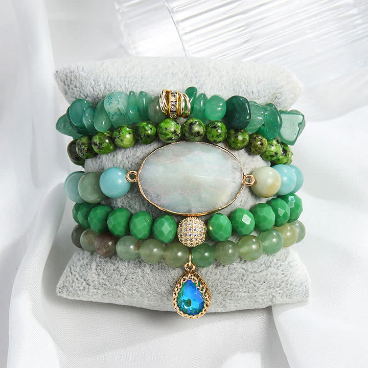 Ensemble de bracelets à 5 couches de perles en cristal naturel Olivenorma