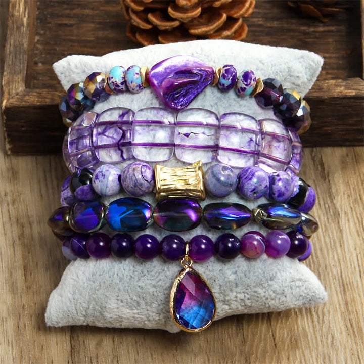 Ensemble de bracelets pendentifs en forme de goutte d'eau avec perles à 5 couches Olivenorma