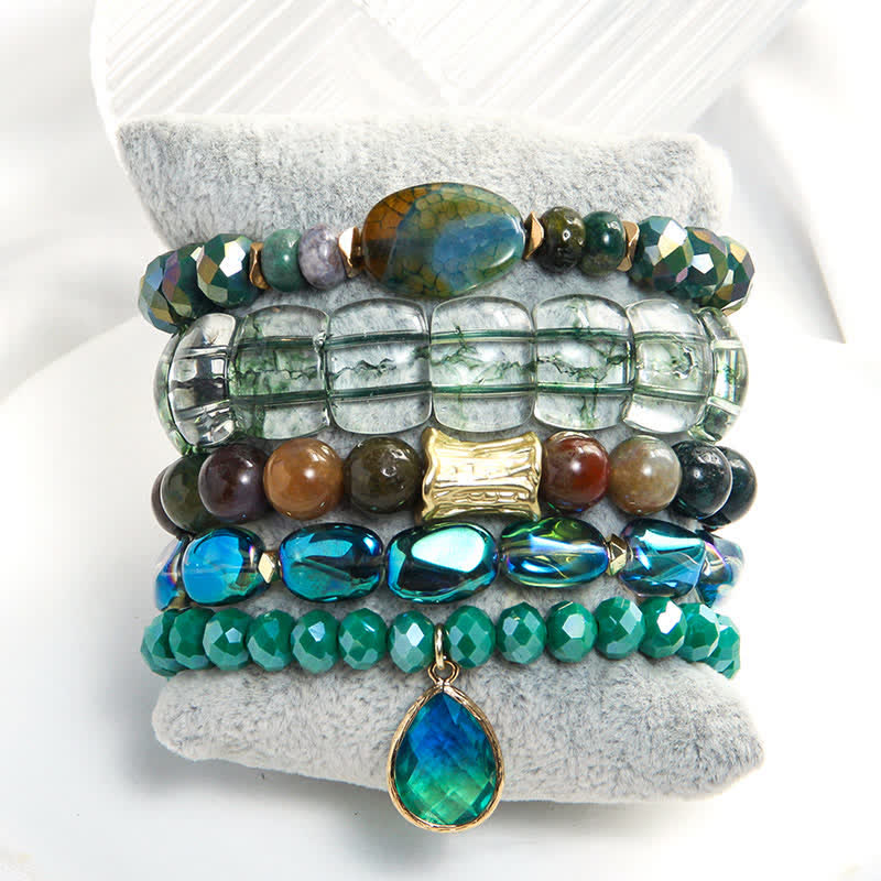 Ensemble de bracelets pendentifs en forme de goutte d'eau avec perles à 5 couches Olivenorma