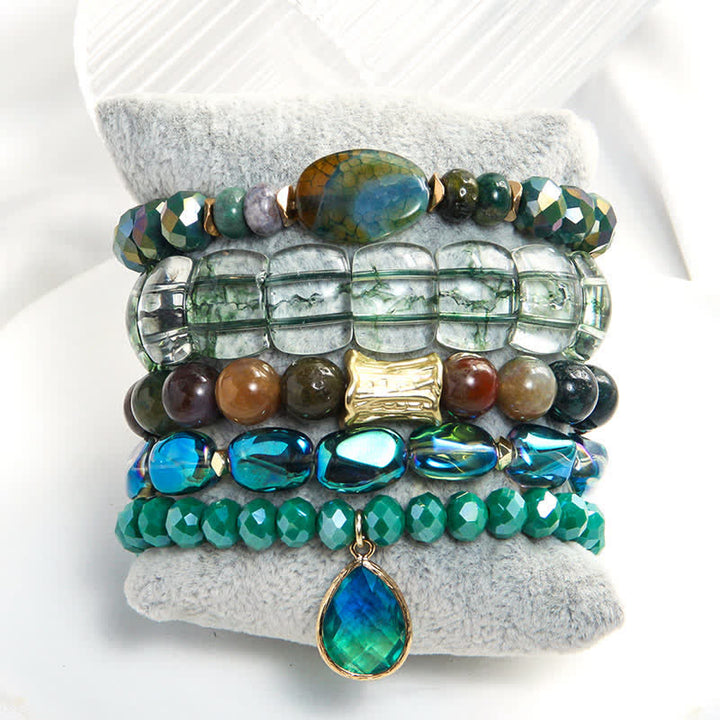 Ensemble de bracelets pendentifs en forme de goutte d'eau avec perles à 5 couches Olivenorma