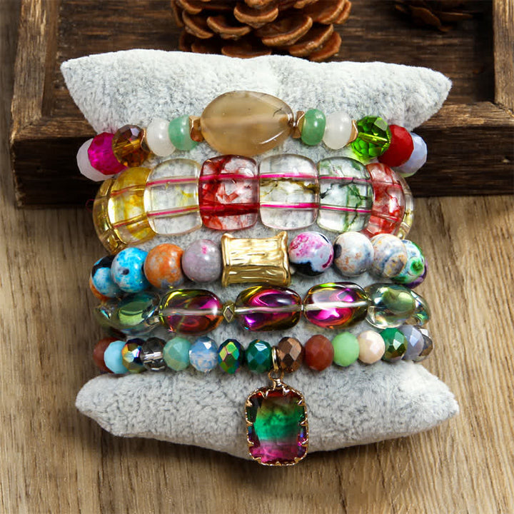 Ensemble de bracelets pendentifs en forme de goutte d'eau avec perles à 5 couches Olivenorma