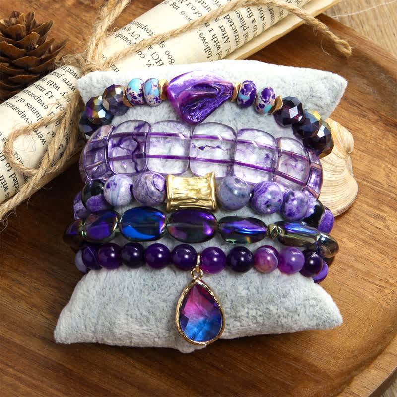 Ensemble de bracelets pendentifs en forme de goutte d'eau avec perles à 5 couches Olivenorma