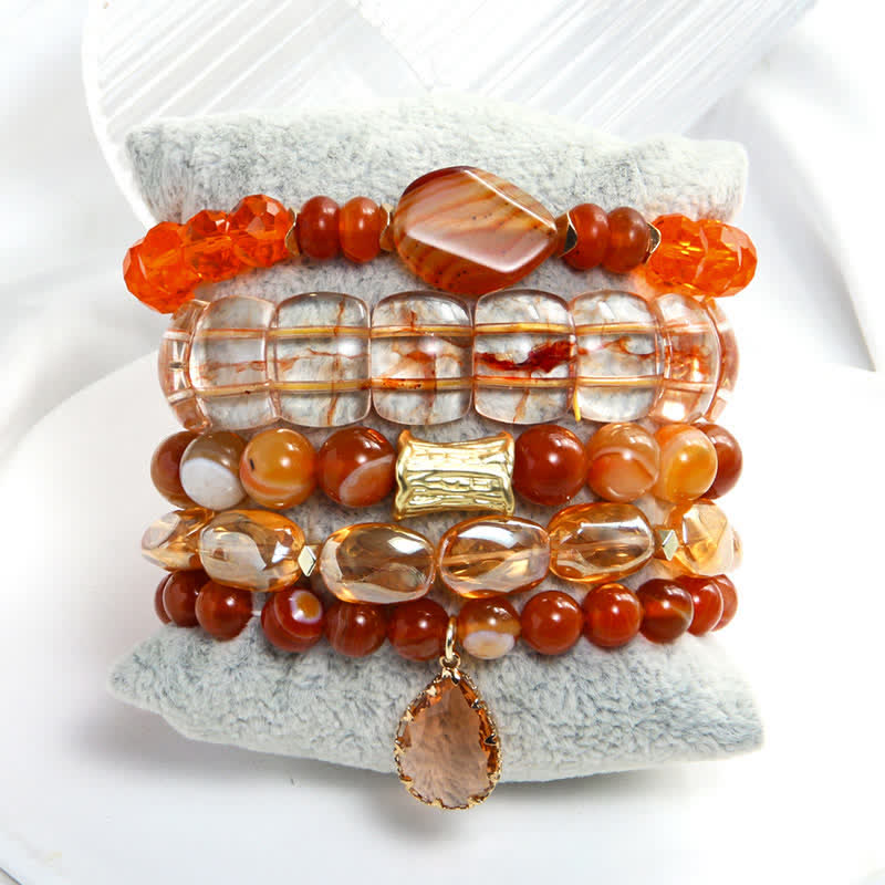 Ensemble de bracelets pendentifs en forme de goutte d'eau avec perles à 5 couches Olivenorma