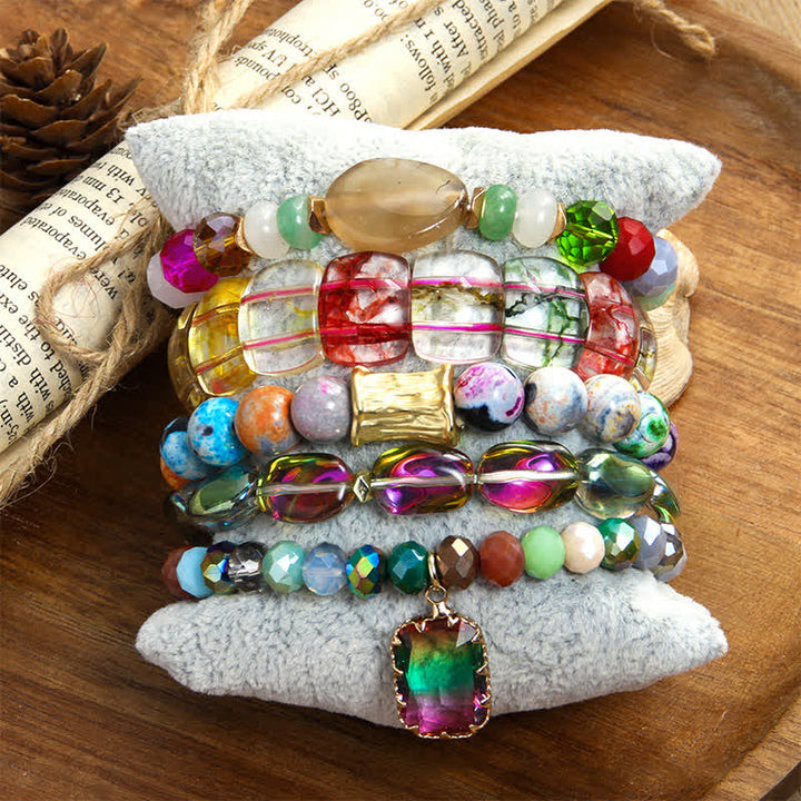 Ensemble de bracelets pendentifs en forme de goutte d'eau avec perles à 5 couches Olivenorma