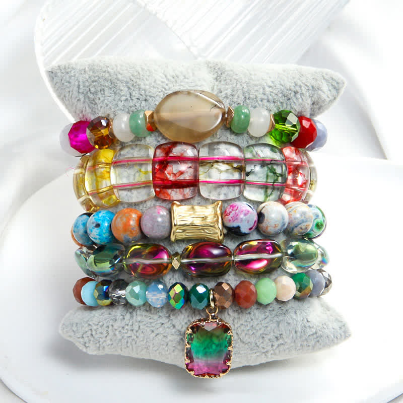 Ensemble de bracelets pendentifs en forme de goutte d'eau avec perles à 5 couches Olivenorma