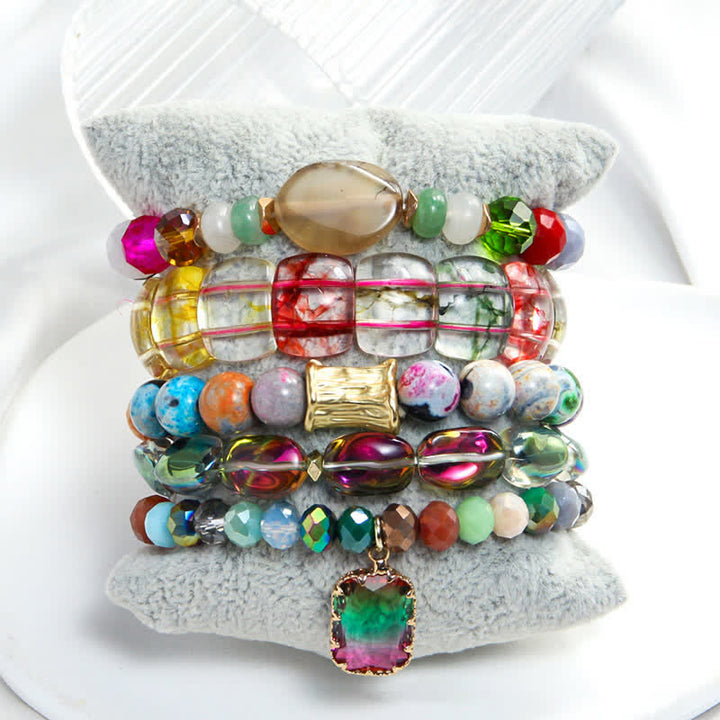 Ensemble de bracelets pendentifs en forme de goutte d'eau avec perles à 5 couches Olivenorma