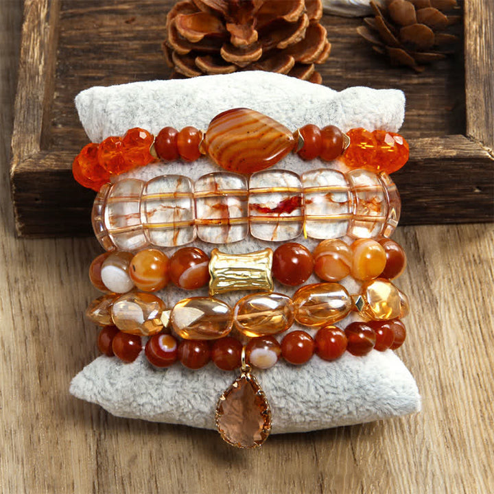 Ensemble de bracelets pendentifs en forme de goutte d'eau avec perles à 5 couches Olivenorma