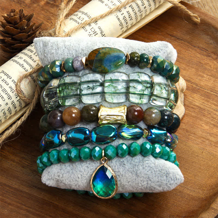 Ensemble de bracelets pendentifs en forme de goutte d'eau avec perles à 5 couches Olivenorma