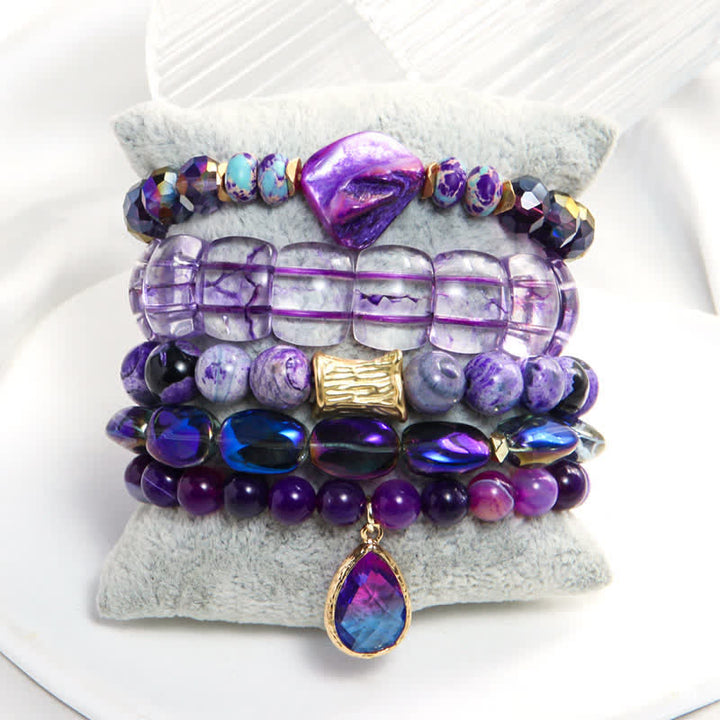 Ensemble de bracelets pendentifs en forme de goutte d'eau avec perles à 5 couches Olivenorma