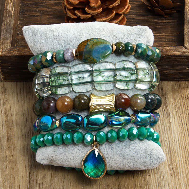 Ensemble de bracelets pendentifs en forme de goutte d'eau avec perles à 5 couches Olivenorma