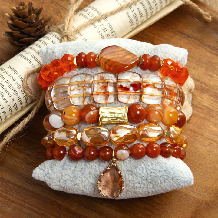 Ensemble de bracelets pendentifs en forme de goutte d'eau avec perles à 5 couches Olivenorma